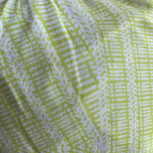 Chico's Womens Tank Top Sz 2 L 12 Lime Green White Tiered Mesh Print Chartreuse - Picture 8 of 8